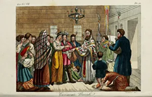 Bride And Groom Collection: The Betrothal. Illustration from Il costume antico e moderno o storia del governo