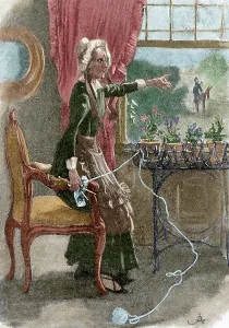 Bettsy Trotwood, from the novel David Copperfield (1849) by Charles Dickens, 1898. Creator: Unknown
