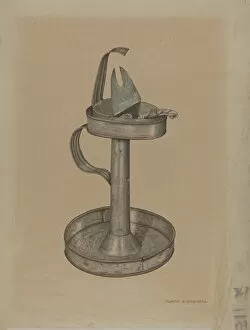 Watercolor And Graphite On Paperboard Collection: Betty Lamp and Stand, c. 1940. Creator: Claude Marshall