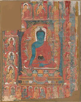Buddha Prints: Bhaisajyaguru, the buddha of healing and medicine, 13th century. Creator: Tibetan culture
