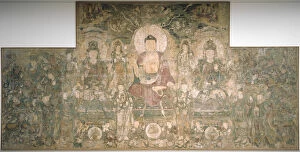 Bodhisattvas Collection: Bhaisajyaguru, the buddha of healing and medicine, ca 1319. Artist: Anonymous