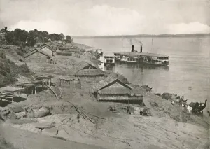 Bhamo Gallery: Bhamo - Irrawaddy Flotilla Mail Steamer at the Ghat, 1900. Creator: Unknown