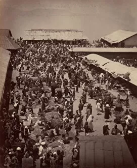 Bhutanese Collection: Bhutan and Nepalese People at Darjeeling, Sunday Morning Market Scene, 1860s-70s