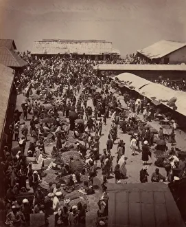 Bhutanese Collection: Bhutan and Nepalese People at Darjeeling, Sunday Morning Market Scene, 1860s-70s