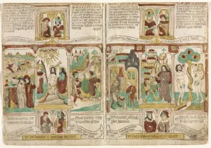 The Bible of the Poor (Biblia Pauperum), Pharaohs Army Drowned in the Red Sea... 1450-1465