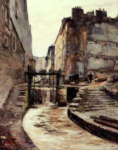 5th Arrondissement Prints: The Bievre running through rue de Valence, 1897. Creator: Paul Schaan