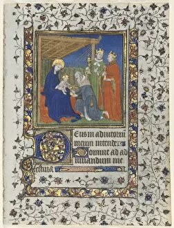 Workshop Of Collection: Bifolio from a Book of Hours: Adoration of the Magi, c. 1415. Creator: Boucicaut Master (French)