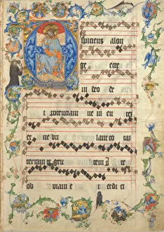 Hymn Prints: Bifolium with Christ in Majesty in an Initial A