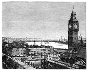 Robert Wilson Prints: Big Ben and the Houses of Parliament, Westminster, London, 1870