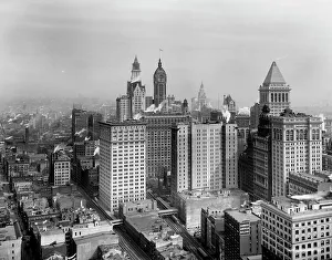 Skyscrapers Prints: Big buildings of Lower Manhattan, New York, between 1900 and 1920. Creator: Unknown