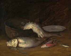 1914 Prints: Big Copper Kettle and Fish (Fish), about 1914. Creator: William Merritt Chase
