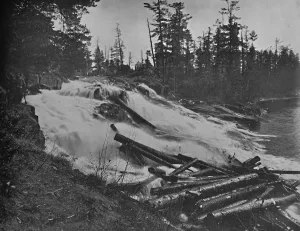 Logging Prints: Big Falls, Peshtigo River, Wis. c1897. Creator: Unknown