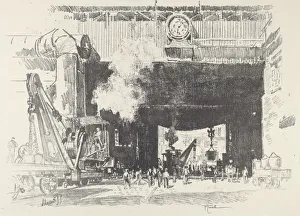 Munitions Industry Gallery: The Big Gate of the Big Shop, 1916. Creator: Joseph Pennell