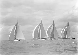 William Fife Collection: The Big Five J Class yachts racing downwind, 1934. Creator: Kirk & Sons of Cowes
