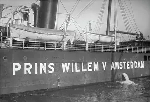 Lifeboats Prints: Big sign on neutral Dutch ship [PRINCE WILLEM V AMSTERDAM