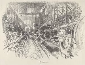 Munitions Factory Gallery: The Biggest Lathe in the World, 1917. Creator: Joseph Pennell