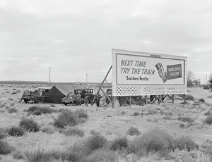 Camping Out Prints: Billboard along U.S. 99...three destitute families