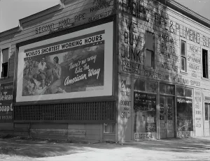 Hardware Shop Prints: Billboard on U.S. Highway 99 in California, 1937. Creator: Dorothea Lange
