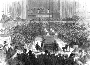 Billiard Table Prints: Billiard-match for the Championship, at St. James's Hall, 1870. Creator: Unknown