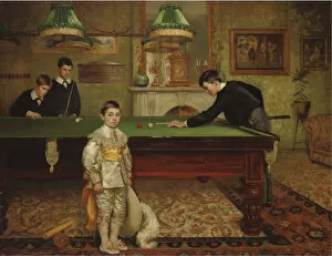 Billiard Board Gallery: Billiard Room, 1902. Artist: Holden, Albert William (1848-1932)