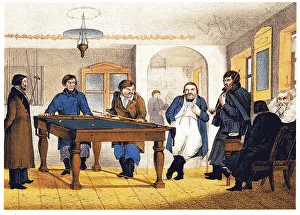 Billiard Board Gallery: The Billiard Room, Early 19th cen.. Artist: Anonymous