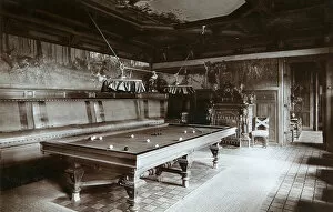 Billiards Gallery: The billiard room, Imperial Palace, Bialowieza Forest, Russia, late 19th century. Artist: Mechkovsky