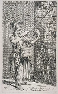 John Thomas Prints: Billposter sticking bills up on a wall, 1815. Artist: John Thomas Smith