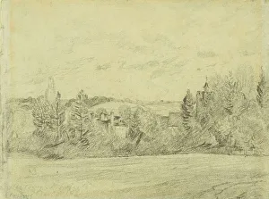 Constable John Prints: Binfield Rectory and Church, Berkshire, 1816. Creator: John Constable
