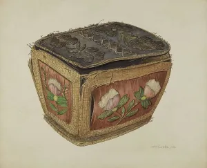 Bark Prints: Birch Bark Sewing Basket, 1938. Creator: John Cooke
