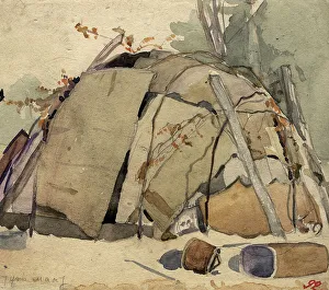 A G Vargin Prints: Birch bark yurt. Selkups, 1920. Creator: A. G. Vargin