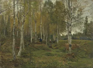 Gerhard Morgenstjerne Munthe Prints: Birch Trees in Autumn, 1880. Creator: Gerhard Munthe
