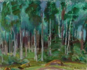 1919 Prints: Birches in Vaaksy, 1919. Creator: Magnus Enckell
