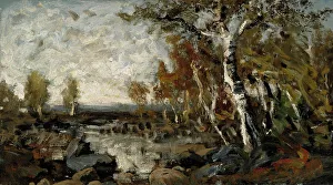 Fanny Maria Churberg Prints: Birches by the Water, 1877. Creator: Fanny Churberg