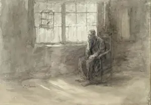 Chalk On Paper Prints: The Bird Cage, c1840-1911. Creator: Jozef Israels