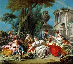 Courtship Prints: The Bird Catchers, 1748. Creator: Francois Boucher