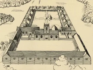 Marjorie Courtney Prints: Bird s-eye view of Carthusian Monastery, (1931). Artist: Charles Henry Bourne Quennell