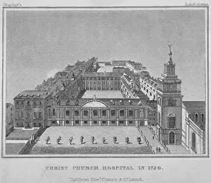 Christs Hospital School Gallery: Bird s-eye view of Christs Hospital as it was in 1720, City of London, 1829. Artist