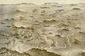 James Russell And Sons Prints: Bird s-Eye View of the Country Covered by General Bullers Operations for the Relief