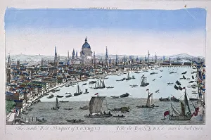 Bird s-eye view of London from Somerset Gardens, in the City of Westminster, 1760