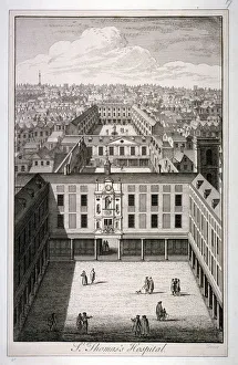 A bird s-eye view of St Thomass Hospital in Southwark, London, c1825. Artist: Toms