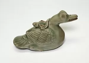 White Background Gallery: Bird-Shaped Water Dropper, Korea, Goryeo dynasty (918-1392), mid-12th century