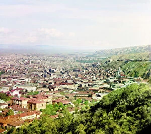 Cityscape Collection: Bird's-eye view of a city, possibly Tiflis (Tbilisi, Georgia), between 1905 and 1915