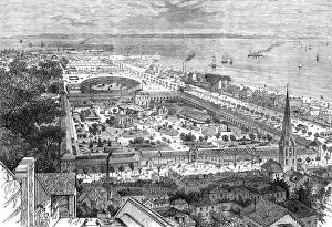 Aquarium Prints: Bird's eye view of the International Maritime Exhibition at Havre