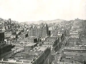 Yerba Buena Prints: Birds eye view from the tower of the Chronicle Building, San Francisco, USA, 1895