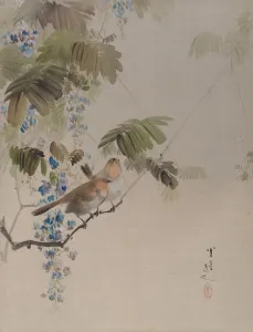 Album Leaf Gallery: Birds and Flowers, ca. 1887. Creator: Watanabe Seitei