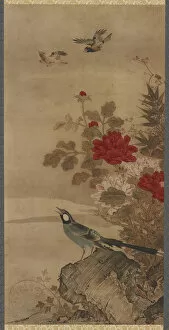 Kakemono Gallery: Birds and flowers, Edo period, 18th century. Creator: Unknown