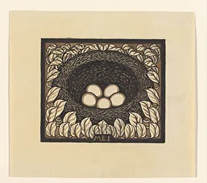 De Stijl Prints: Bird's nest with eggs, 1887-1924. Creator: Julie de Graag