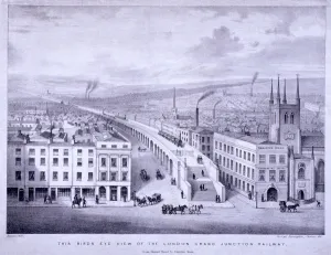 Remington Prints: Birdseye view of Grand Junction Railway, London, c1835. Artist: Joseph Bouvier