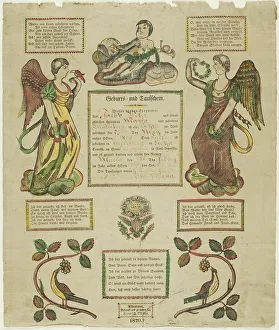 Woodcut On Paper Prints: Birth and Baptism Certificate, 1814. Creator: Heinrich Ebner