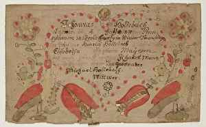 Tulipa Prints: Birth and Baptismal Certificate of Johannes Hollebach, 1801. Creator: Unknown